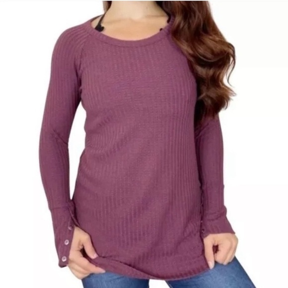 Chaser Tops - Anthropologie Chaser Long Sleeve Waffle Thermal
Purple Shirt Top Size Large